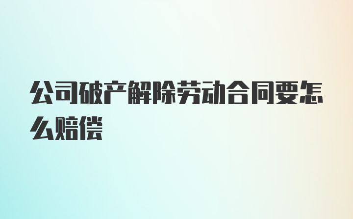 公司破产解除劳动合同要怎么赔偿