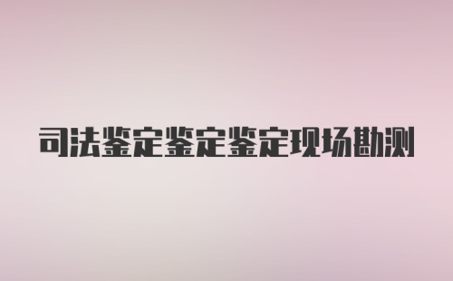 司法鉴定鉴定鉴定现场勘测