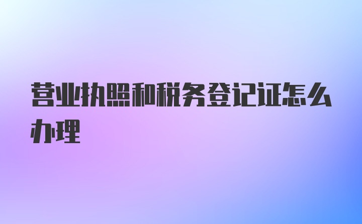 营业执照和税务登记证怎么办理