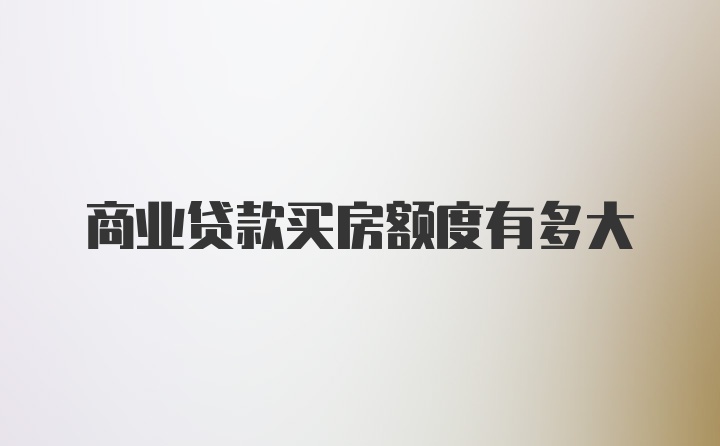 商业贷款买房额度有多大