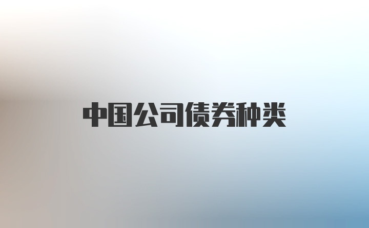 中国公司债券种类