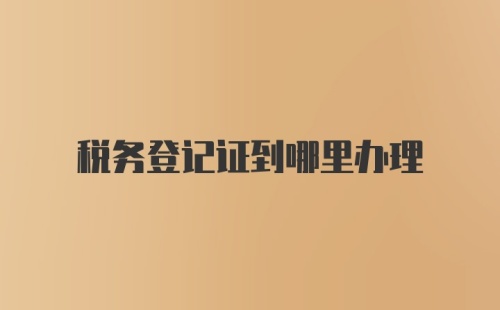 税务登记证到哪里办理