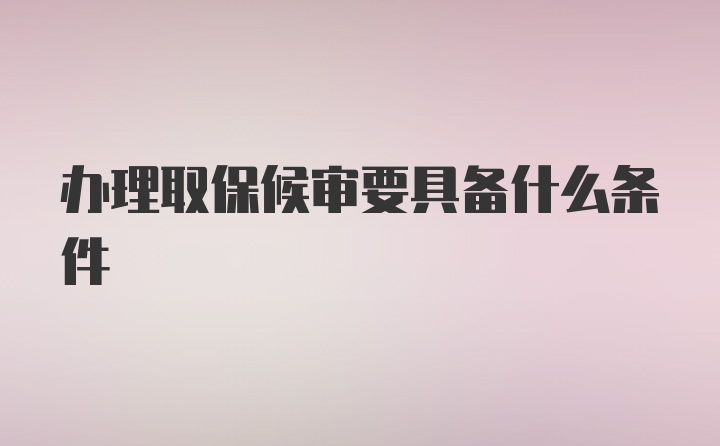 办理取保候审要具备什么条件