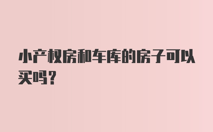 小产权房和车库的房子可以买吗?