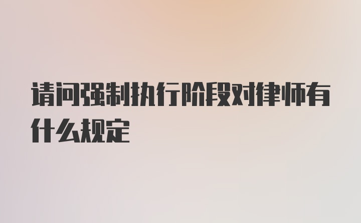 请问强制执行阶段对律师有什么规定