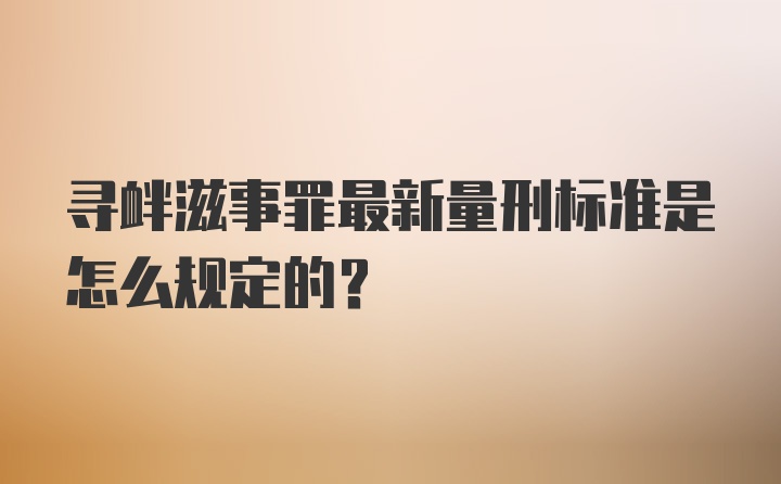 寻衅滋事罪最新量刑标准是怎么规定的？