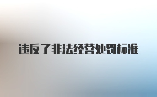 违反了非法经营处罚标准