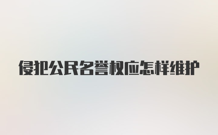 侵犯公民名誉权应怎样维护