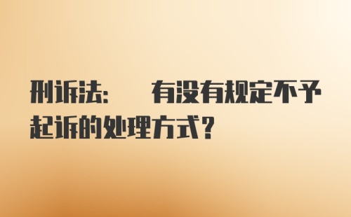 刑诉法: 有没有规定不予起诉的处理方式?