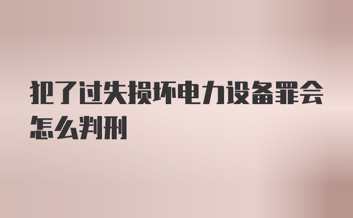 犯了过失损坏电力设备罪会怎么判刑