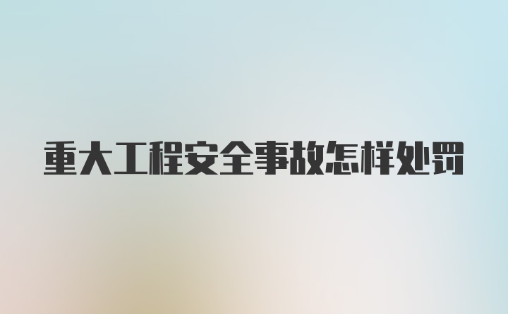 重大工程安全事故怎样处罚