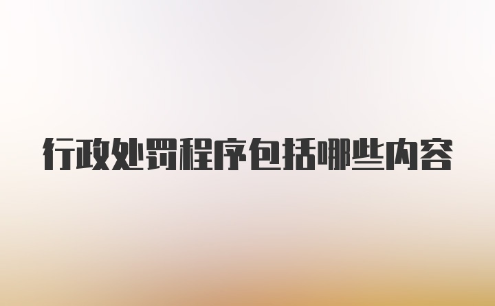 行政处罚程序包括哪些内容