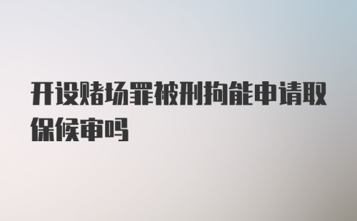 开设赌场罪被刑拘能申请取保候审吗