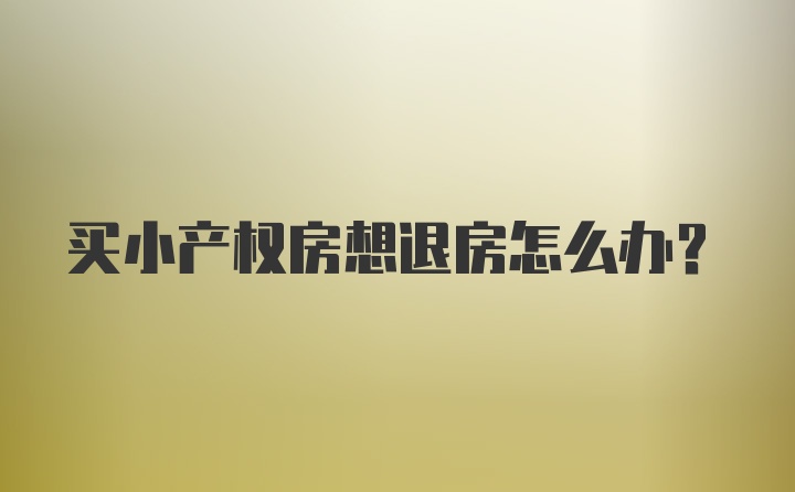 买小产权房想退房怎么办？