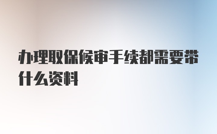 办理取保候审手续都需要带什么资料