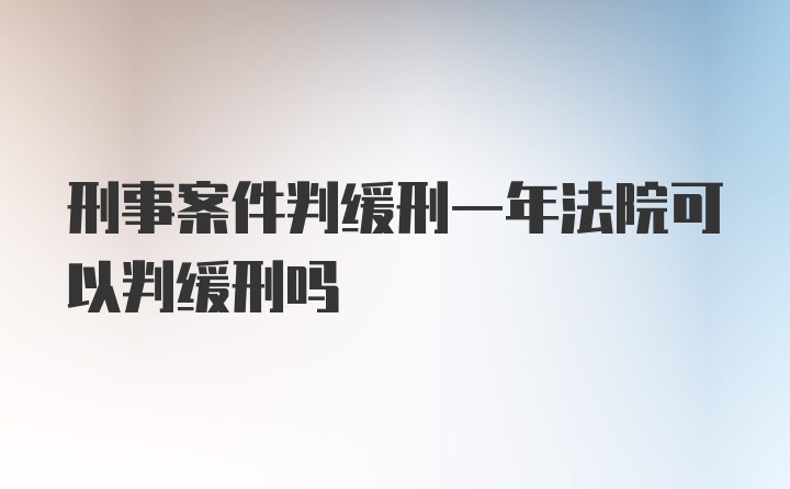 刑事案件判缓刑一年法院可以判缓刑吗