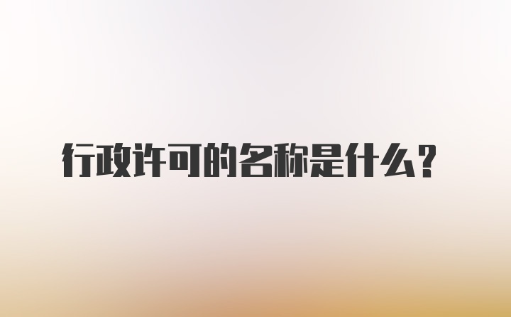 行政许可的名称是什么?