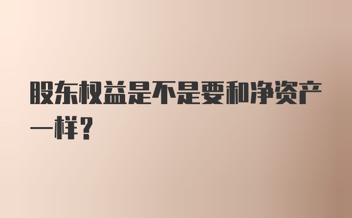 股东权益是不是要和净资产一样?