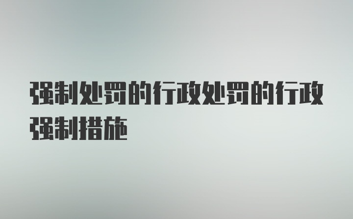 强制处罚的行政处罚的行政强制措施