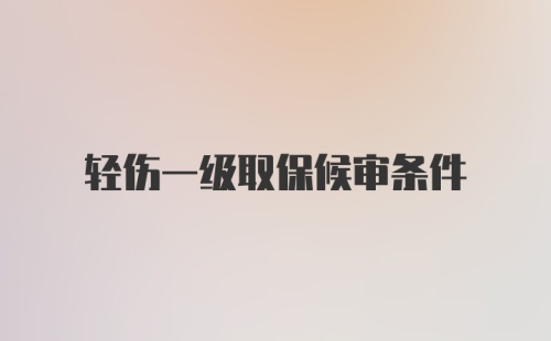 轻伤一级取保候审条件