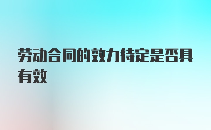 劳动合同的效力待定是否具有效