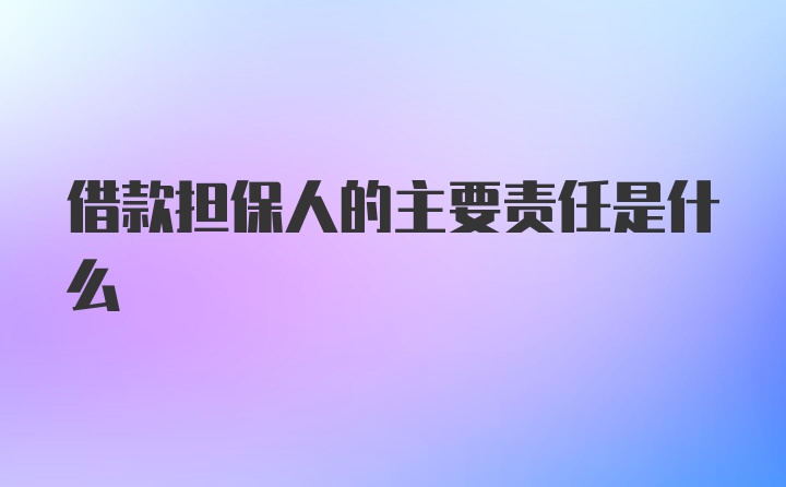 借款担保人的主要责任是什么