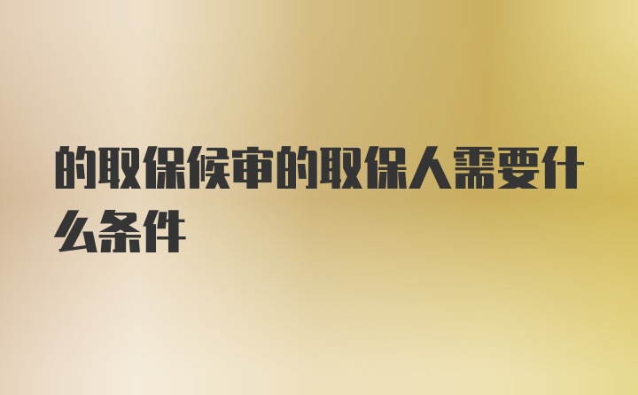 的取保候审的取保人需要什么条件