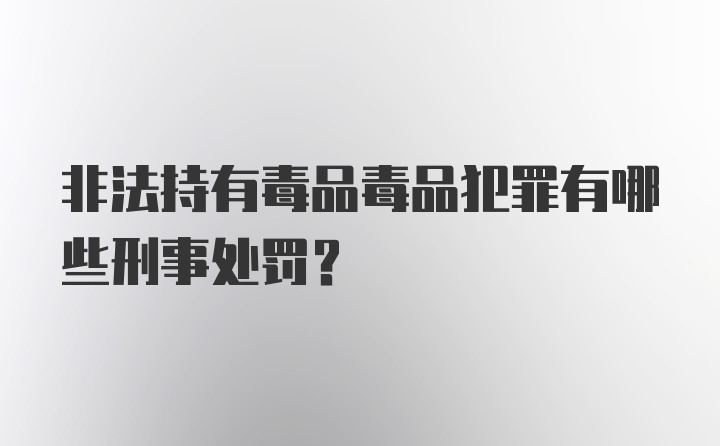 非法持有毒品毒品犯罪有哪些刑事处罚?