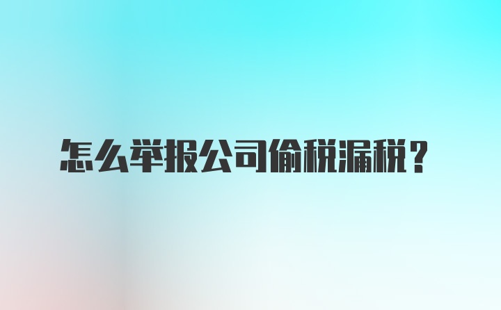 怎么举报公司偷税漏税？