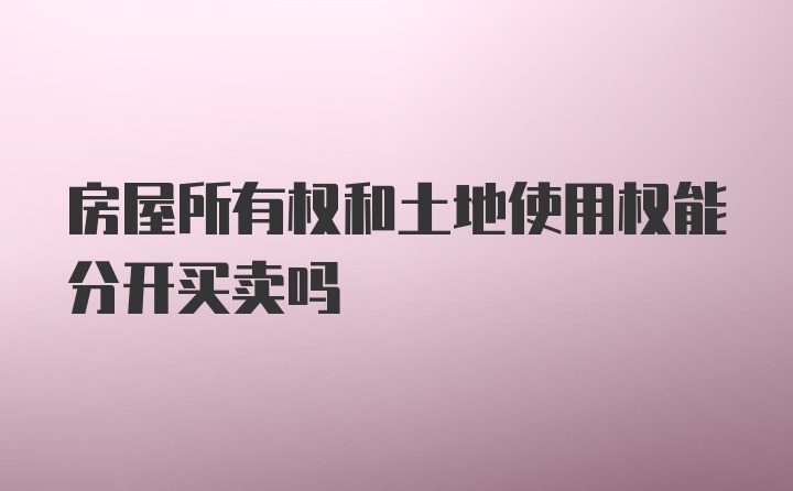 房屋所有权和土地使用权能分开买卖吗