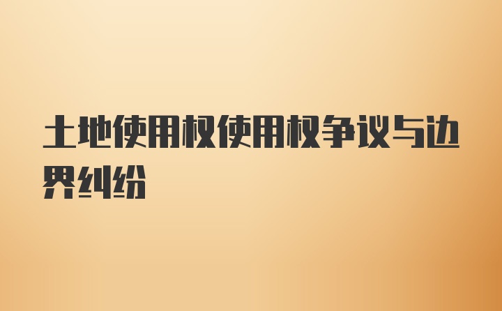 土地使用权使用权争议与边界纠纷