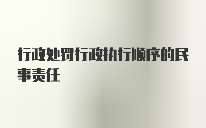 行政处罚行政执行顺序的民事责任