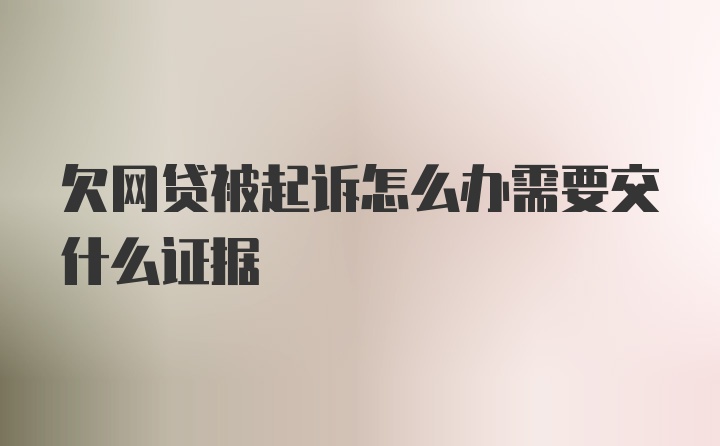 欠网贷被起诉怎么办需要交什么证据