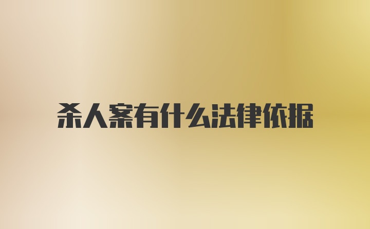 杀人案有什么法律依据