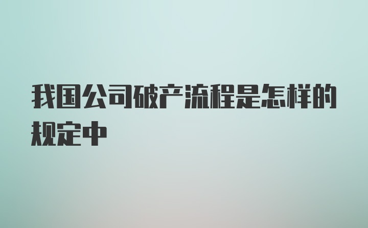 我国公司破产流程是怎样的规定中