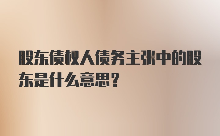 股东债权人债务主张中的股东是什么意思？