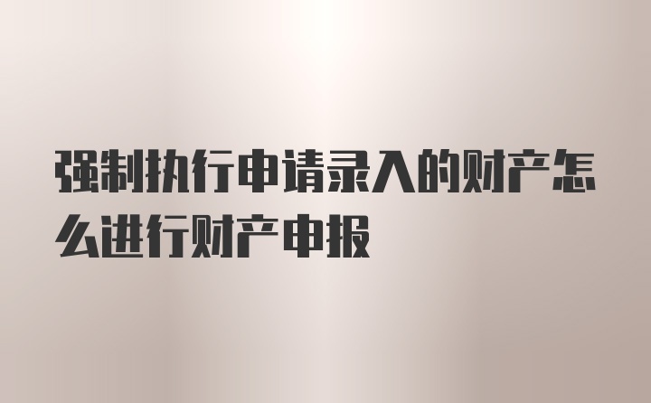 强制执行申请录入的财产怎么进行财产申报