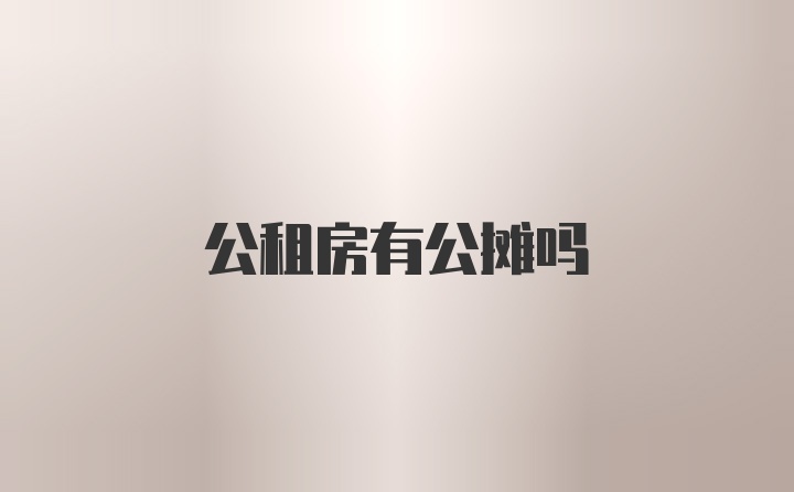 公租房有公摊吗