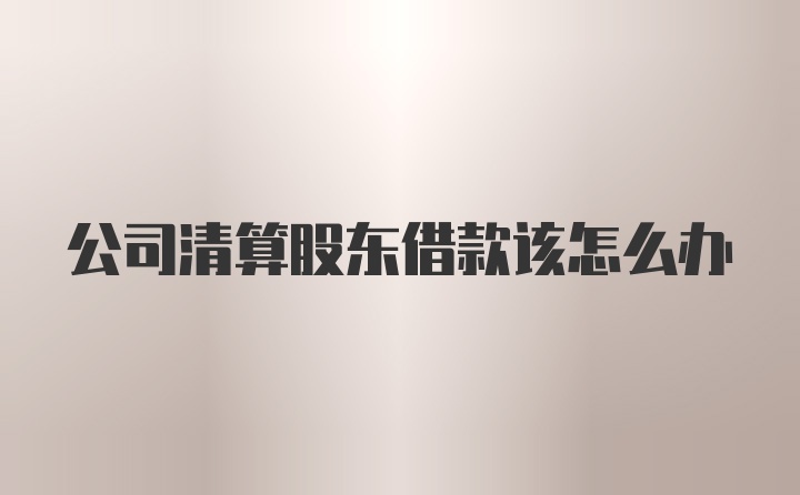 公司清算股东借款该怎么办