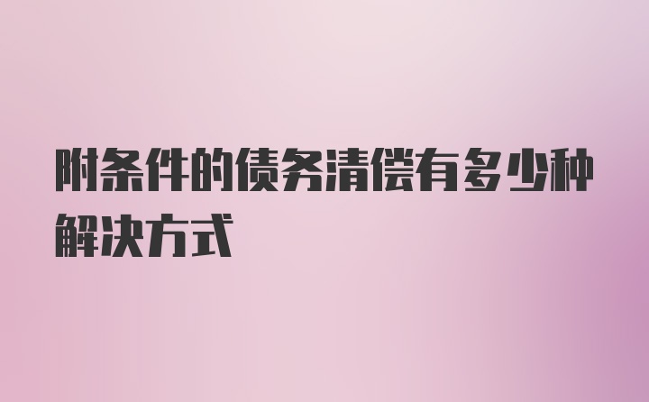 附条件的债务清偿有多少种解决方式