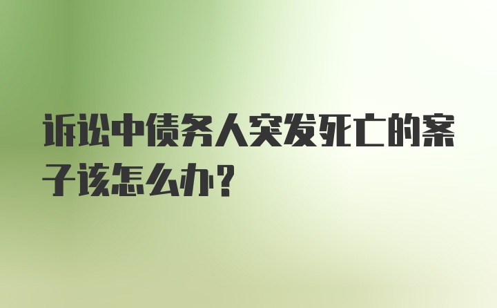 诉讼中债务人突发死亡的案子该怎么办？