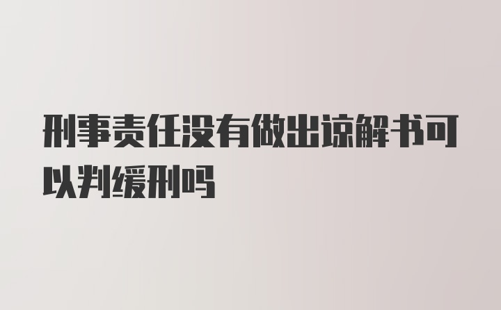 刑事责任没有做出谅解书可以判缓刑吗