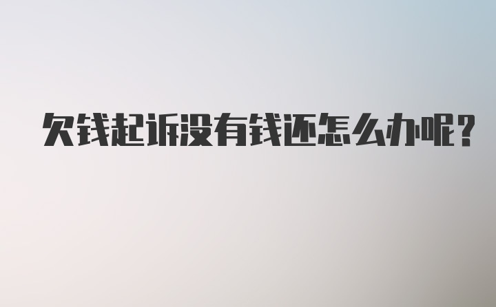 欠钱起诉没有钱还怎么办呢？