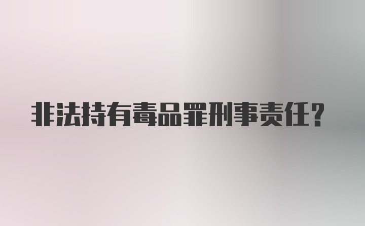 非法持有毒品罪刑事责任？