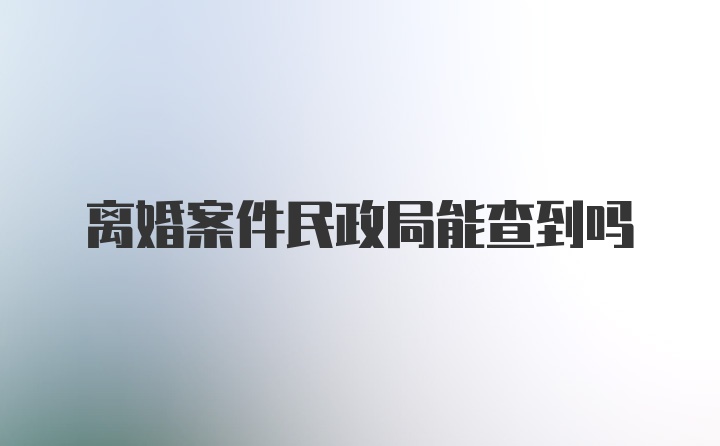 离婚案件民政局能查到吗