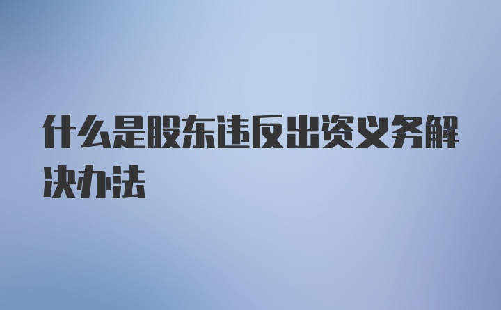 什么是股东违反出资义务解决办法