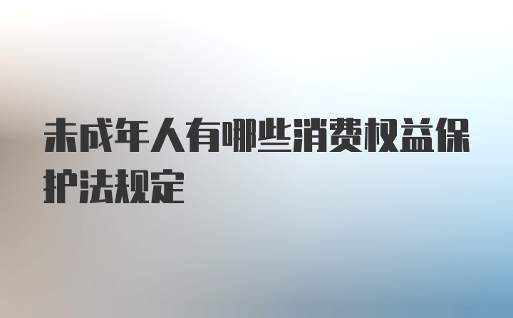 未成年人有哪些消费权益保护法规定