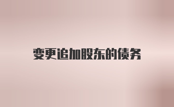 变更追加股东的债务