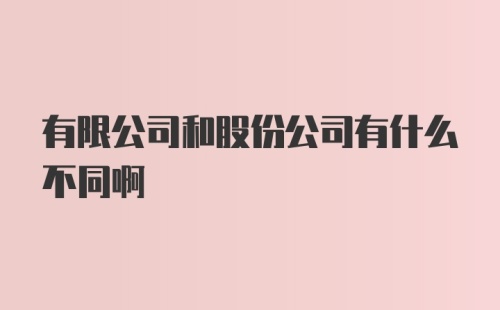 有限公司和股份公司有什么不同啊