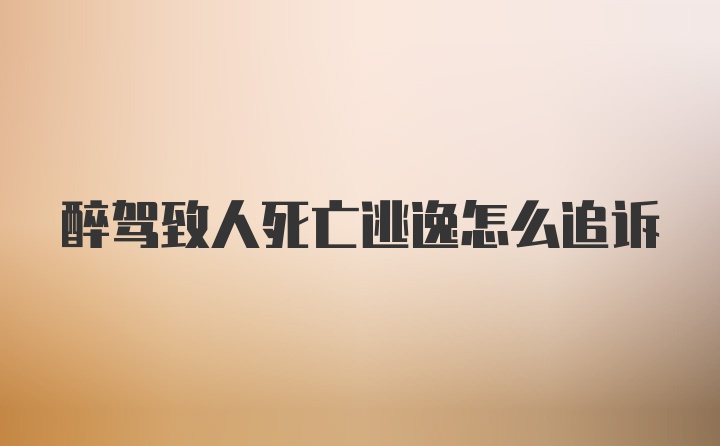 醉驾致人死亡逃逸怎么追诉